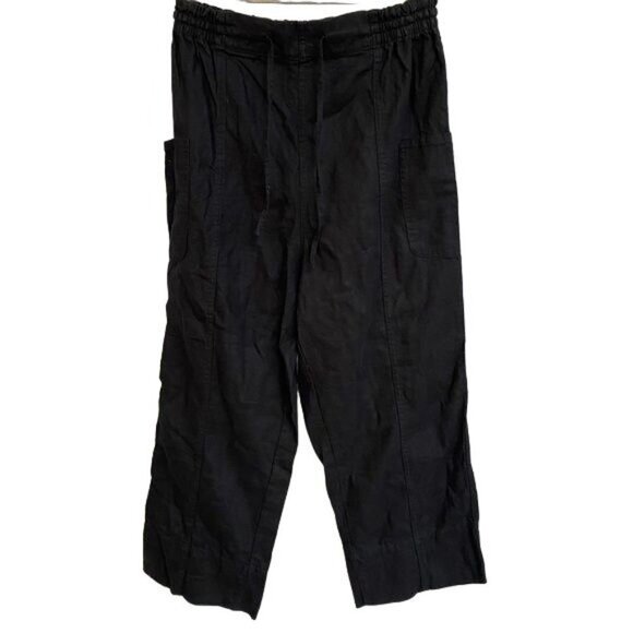 Jaquline Pants - Jaquline Design Black Studio Linen Pants With Pockets and Draw Strig Lounge Pant